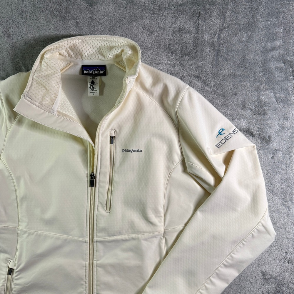 Patagonia Softshell Jacket Full Zip Lightweight PolarTec Edens Logo Large (READ)